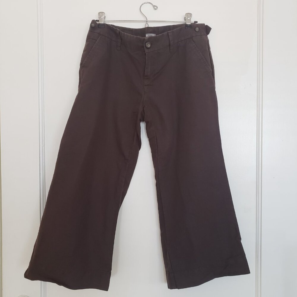 GAP Brown Chino Cropped Pants Size 6 Petite Linen Blend